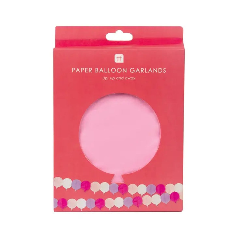 Pink Birthday Balloons Paper Garland