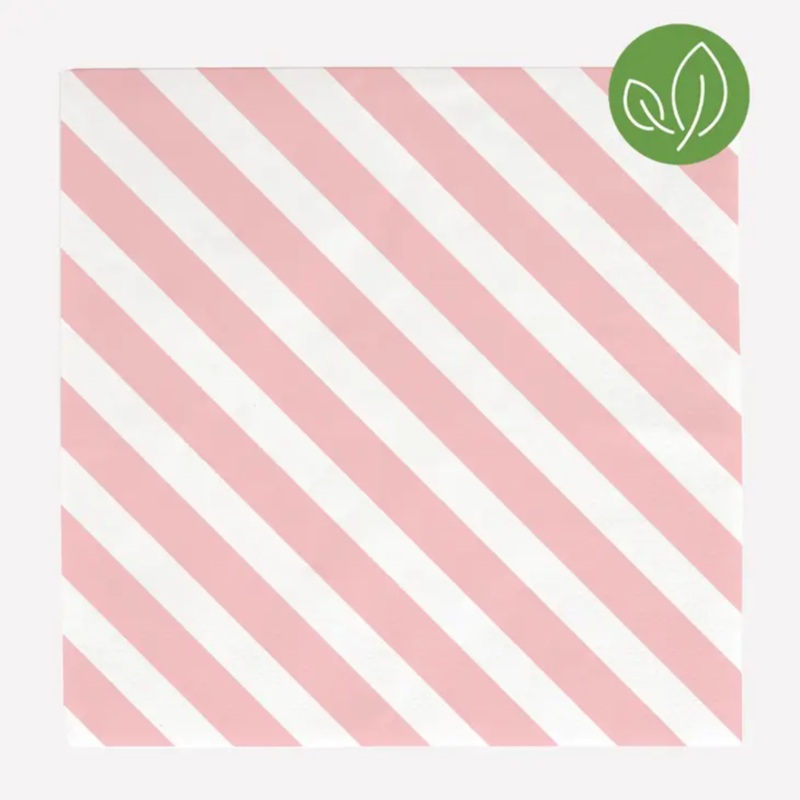Pink Stripe Paper Napkins