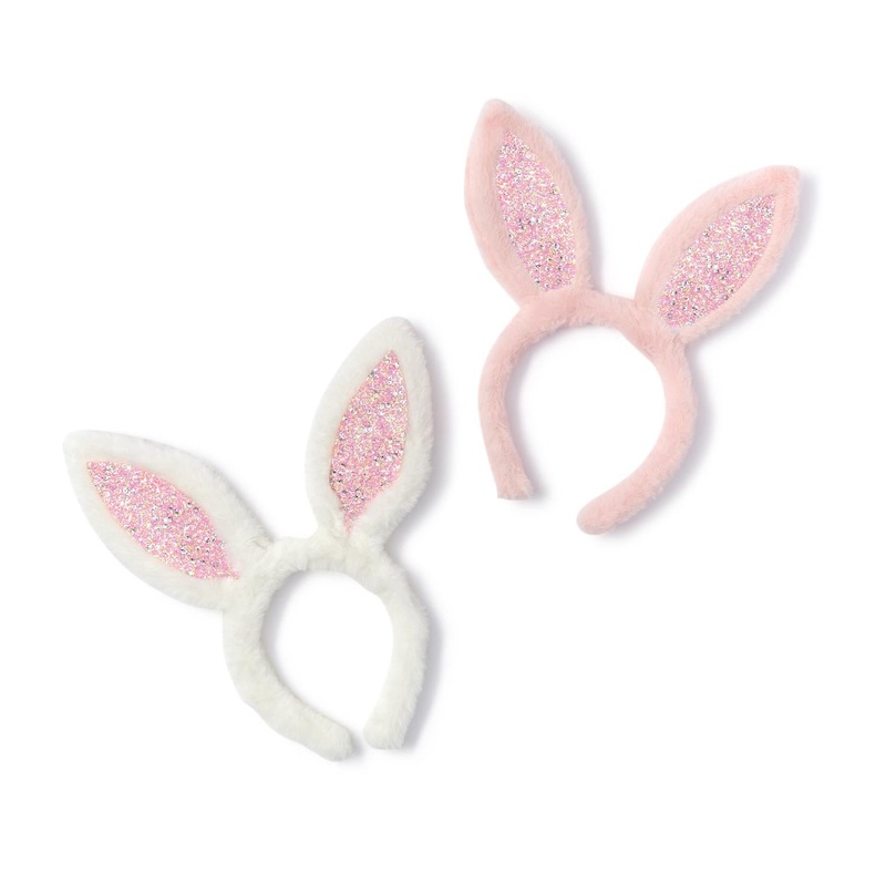 Plush Faux Fur Bunny Ears with Glitter Headband