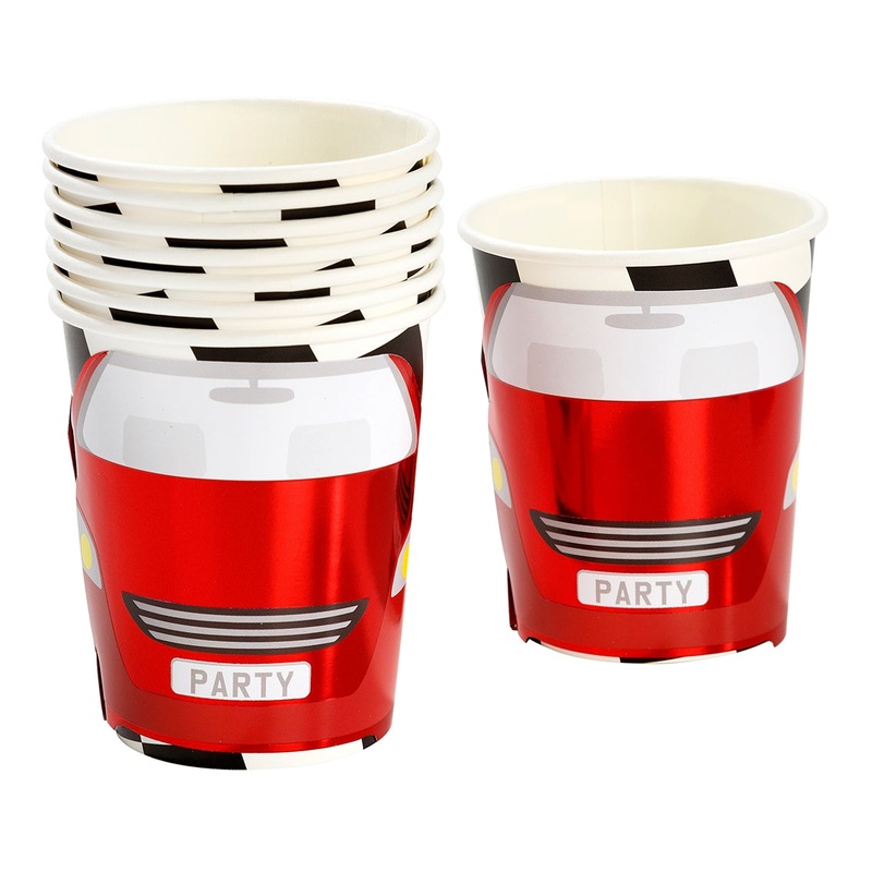 Red Racer Car Paper Cups