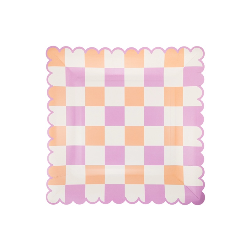 Retro Checkered Paper Plates