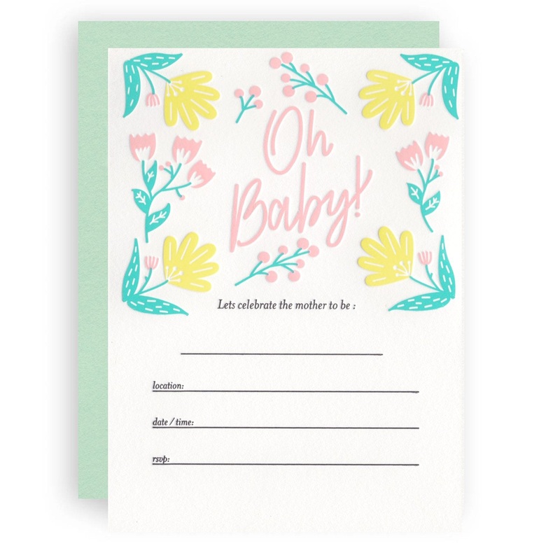 Baby Shower Letterpress Invitations