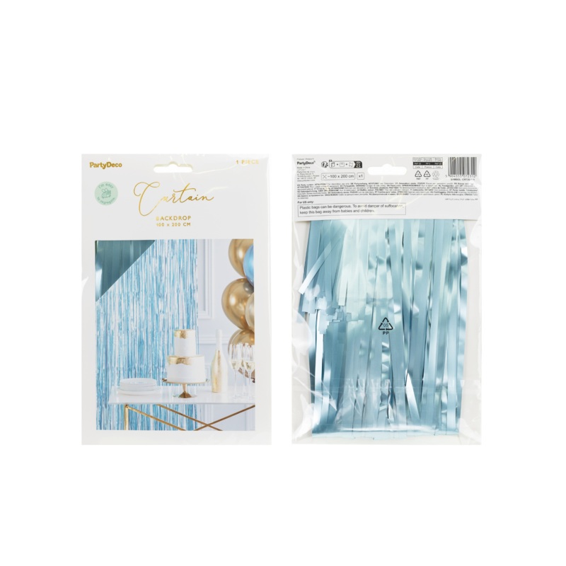BLUE FOIL FRINGE CURTAIN BACKDROP 3 x 6.5 FT