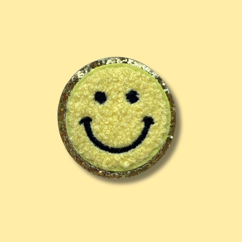 CHENILLE HAPPY FACE PATCH - YELLOW