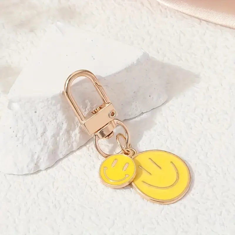DOUBLE HAPPY FACE KEYCHAIN - YELLOW