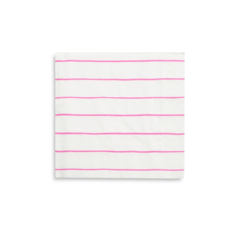 Frenchie Striped Large Napkins - Cerise Pink