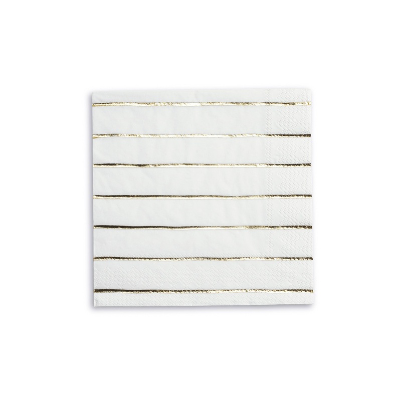 Frenchie Striped Large Napkins - Metallic Gold