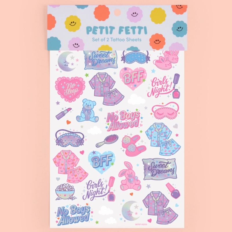 Girls Sleepover Temporary Tattoos