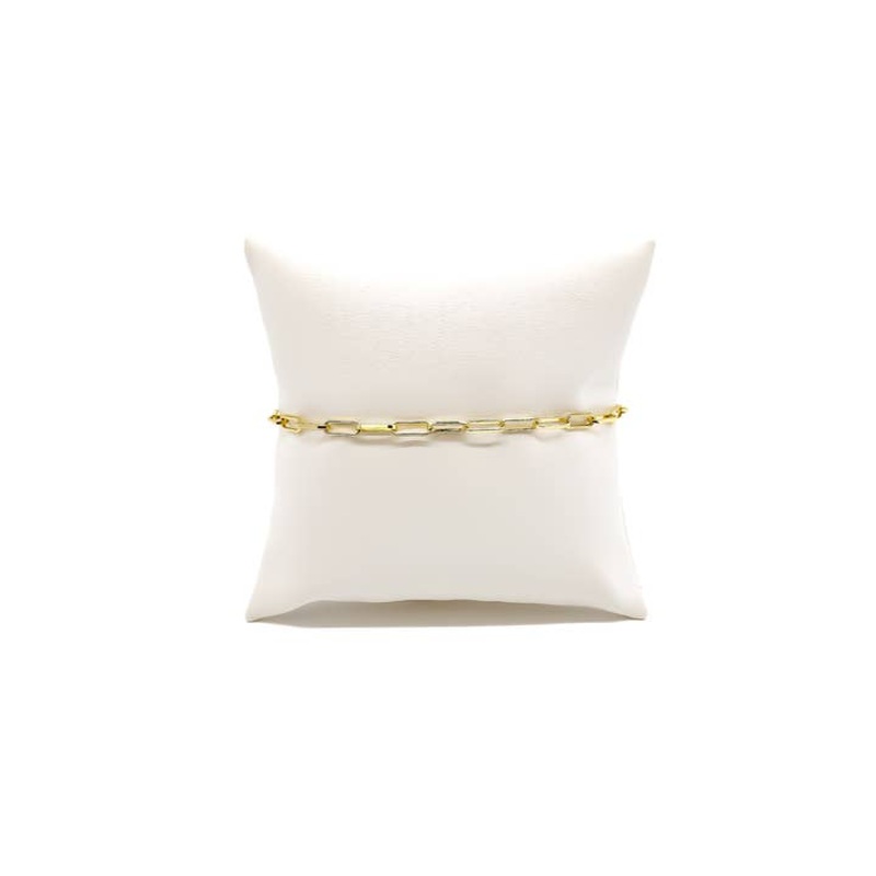 Gold Ashley Paperclip Chain Charm Bracelet