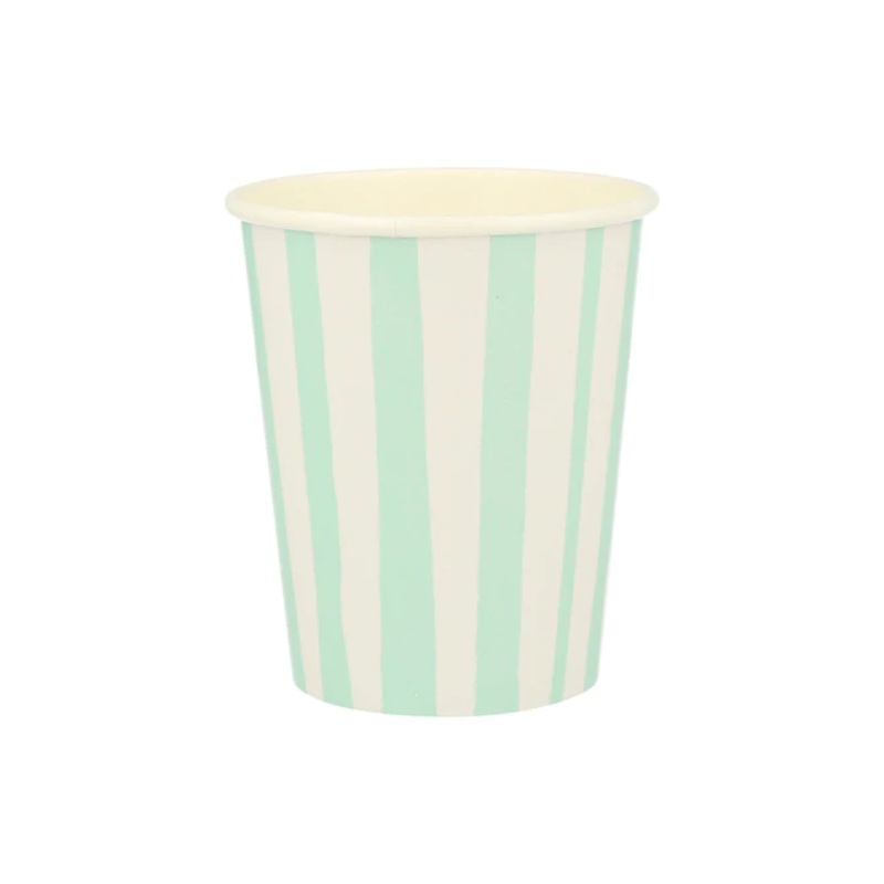 Mint Stripe Cups