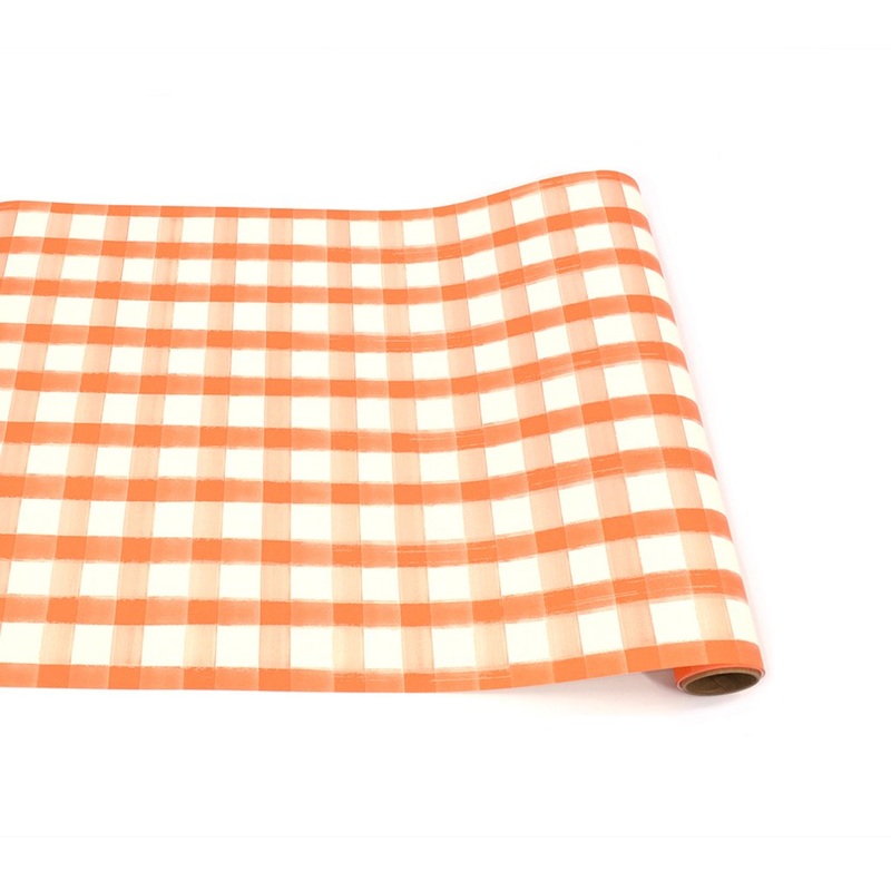 Orange Painted Checkered Paper Table Runner