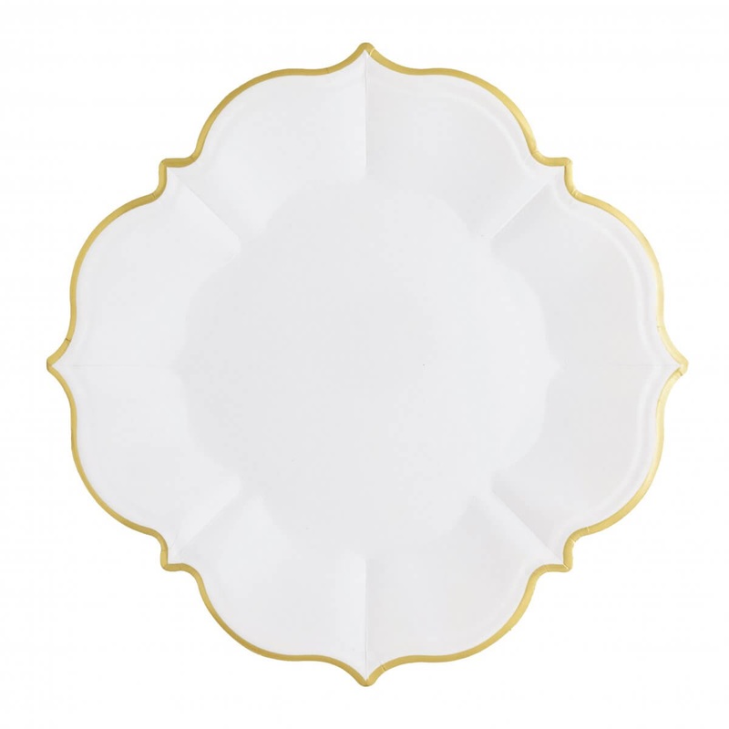 Ornate Bright White Lunch Paper Plates