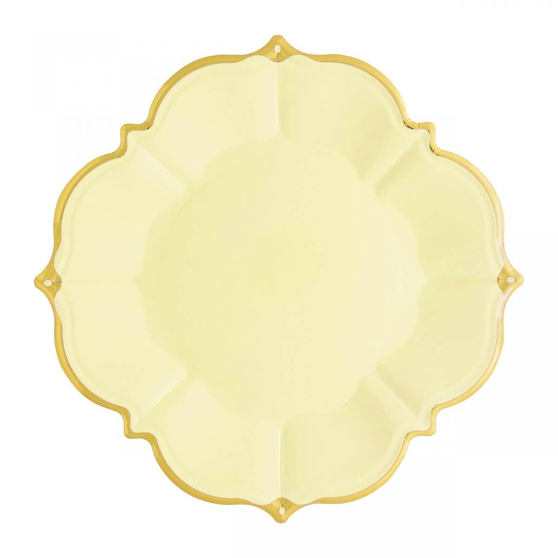 Ornate Canary Yellow Lunch Paper Plates