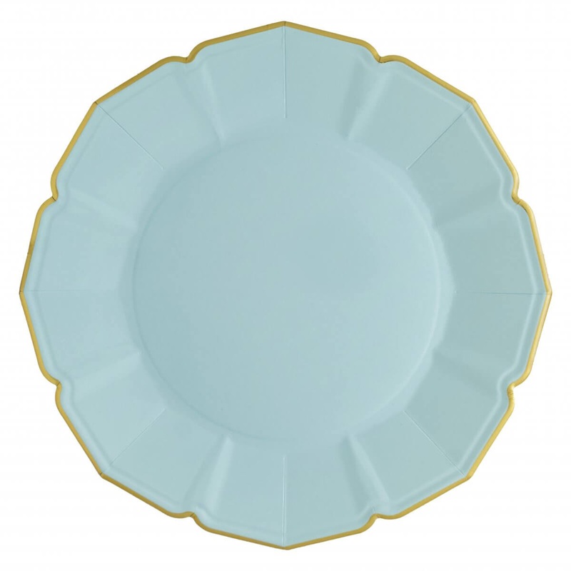 Ornate Sky Blue Dinner Paper Plates