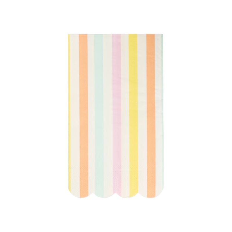 Pastel Stripes Scallop Paper Dinner Napkins