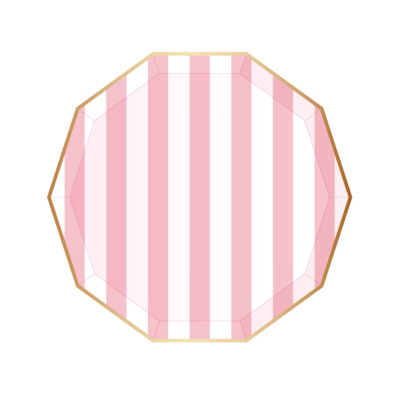 Petal Pink Cabana Stripe Paper Plates