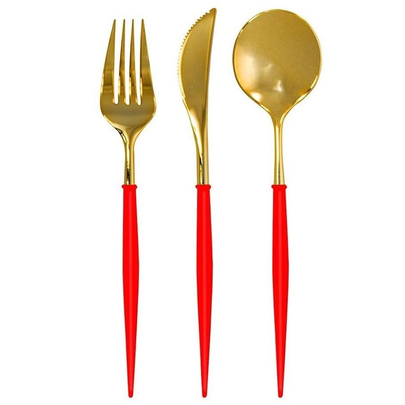 Red and Gold 36pc Bella Assorted Cutlery Set