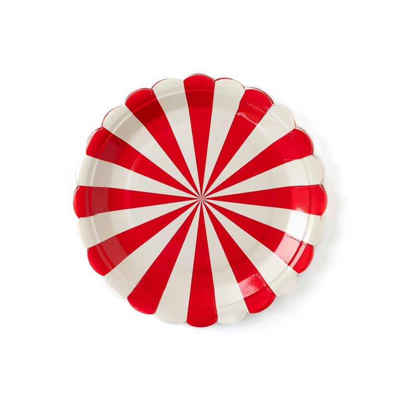 Red Circus Stripe Paper Plates