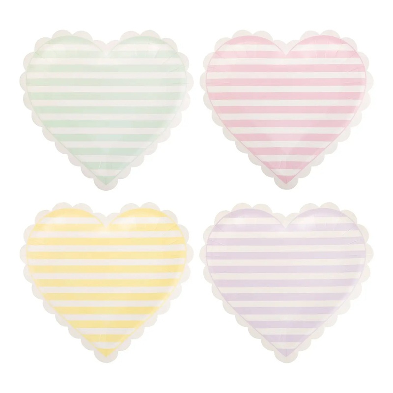 Striped Hearts Paper Plates
