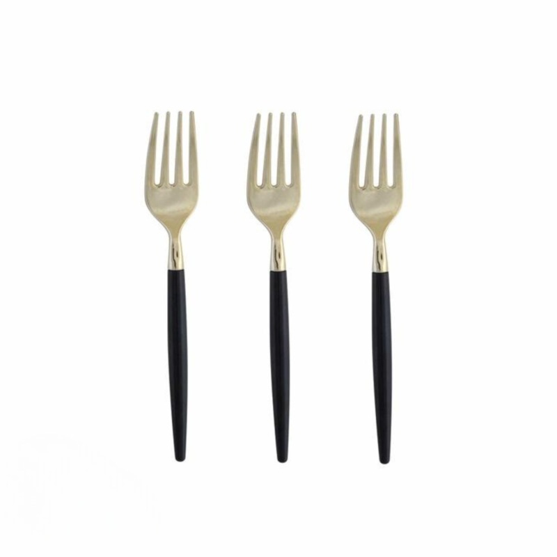 BLACK & GOLD REUSABLE MINI FORKS