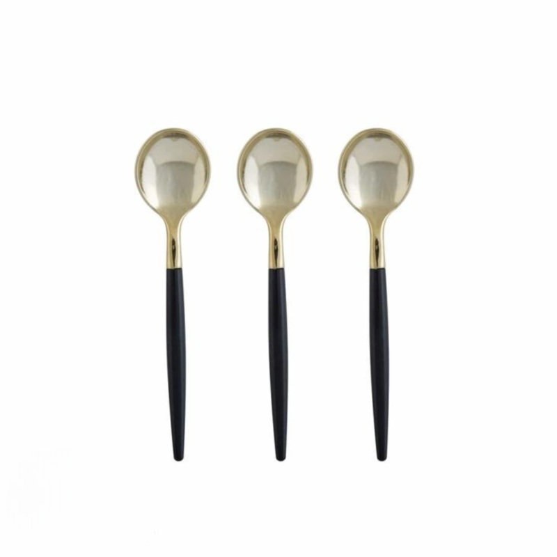 BLACK & GOLD REUSABLE MINI SPOONS