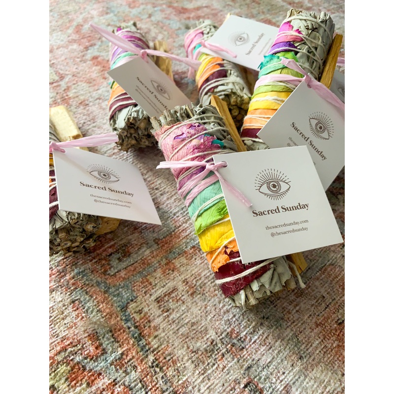 CHAKRA SMUDGE DUO - RAINBOW SAGE WAND + PALO SANTO STICK