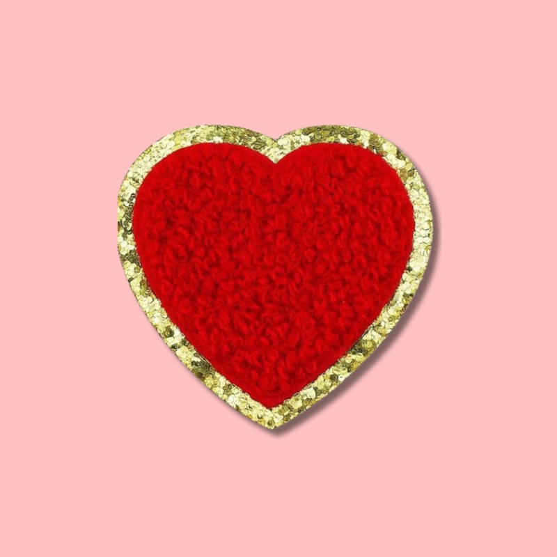 CHENILLE HEART PATCH - RED