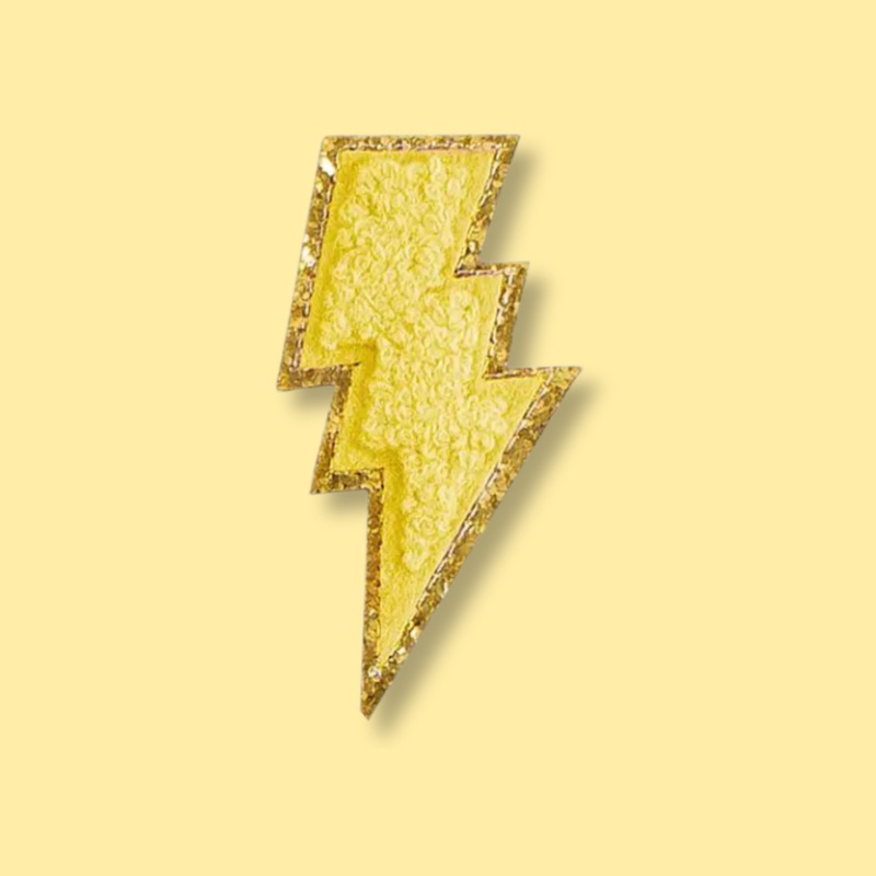CHENILLE LIGHTNING BOLT PATCH - YELLOW