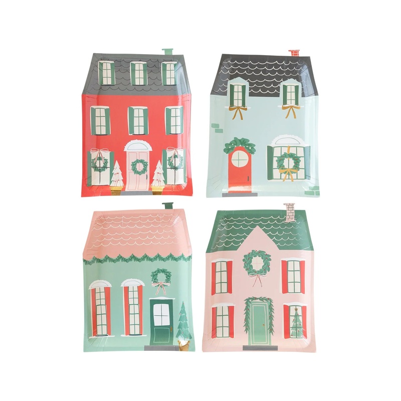 CHRISTMAS VILLAGE SHAPED PLATES