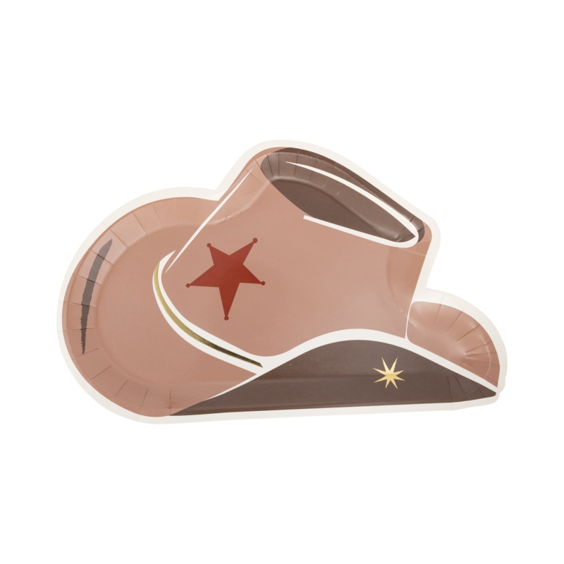COWBOY TAN HAT SHAPED PLATES