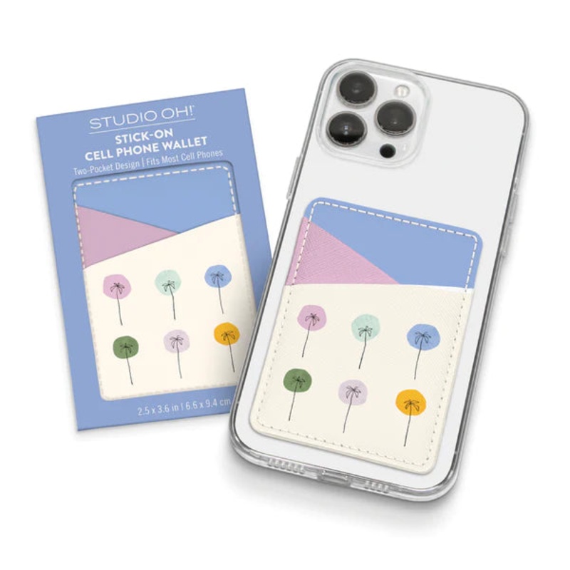 DOTTED PALMS STICK-ON CELL PHONE WALLET