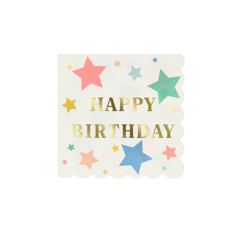 HAPPY BIRTHDAY STARS SMALL NAPKIN BY MERI MERI