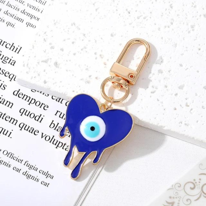 HEART SHAPED EVIL EYE KEYCHAIN - GOLD