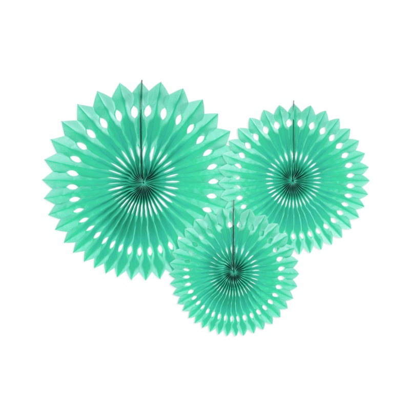 MINT GREEN TISSUE PAPER PARTY FANS