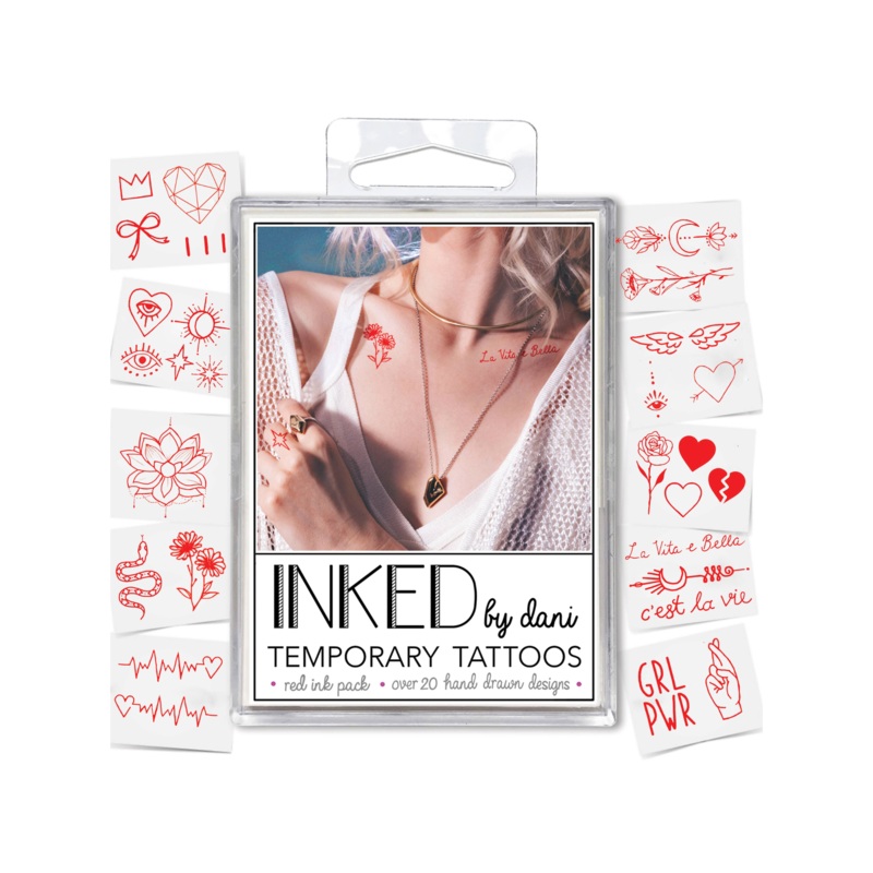 RED INK TEMPORARY TATTOO PACK