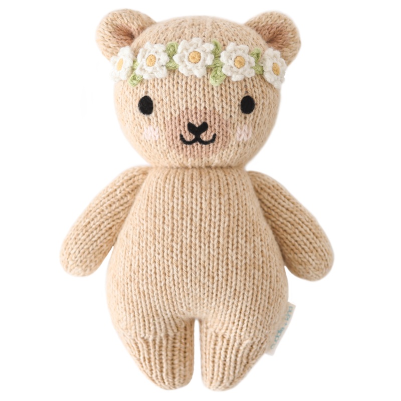 BABY HONEY BEAR - IVORY FLORAL BY CUDDLE + KIND
