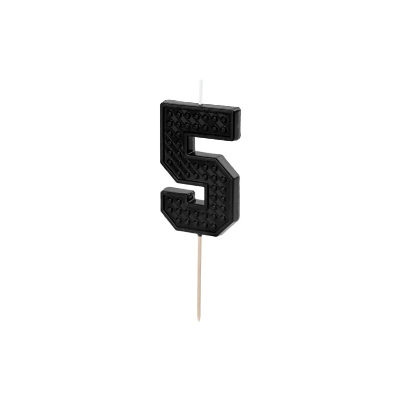 BLACK BRICK PATTERN CANDLE NUMBER 5