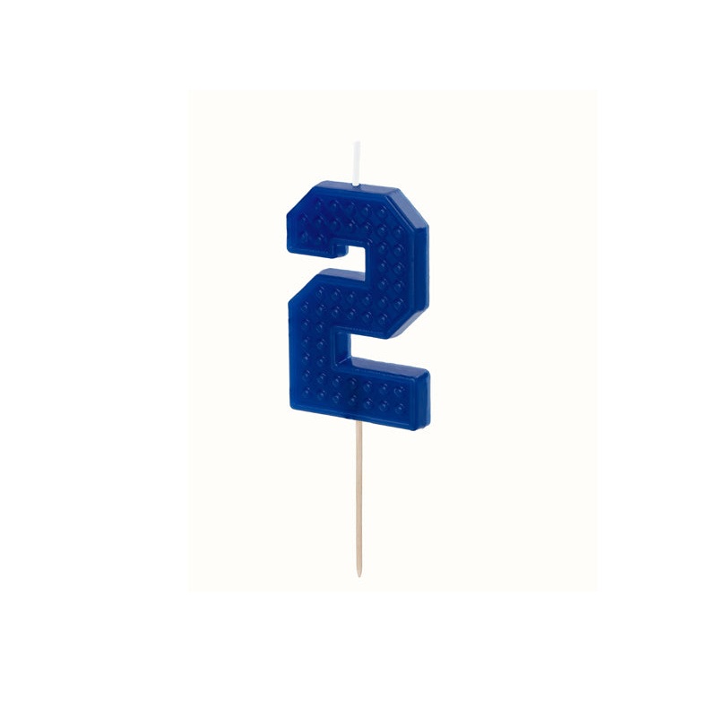 BLUE BRICK PATTERN CANDLE NUMBER 2