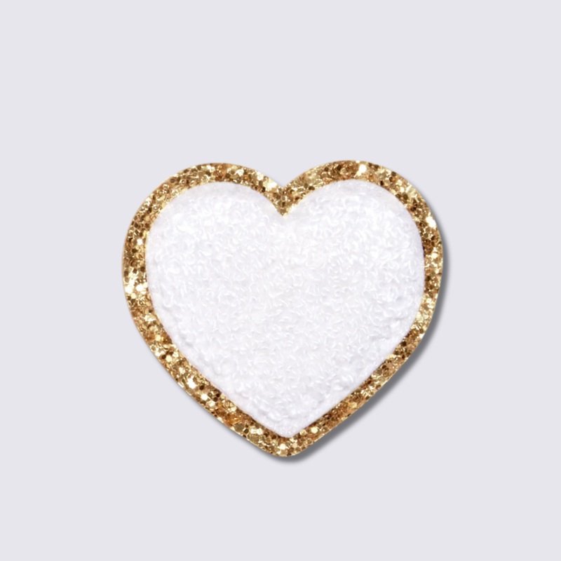 CHENILLE HEART PATCH - WHITE