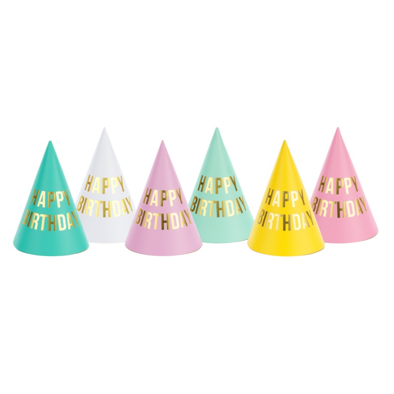 COLOURFUL HAPPY BIRTHDAY PARTY HATS