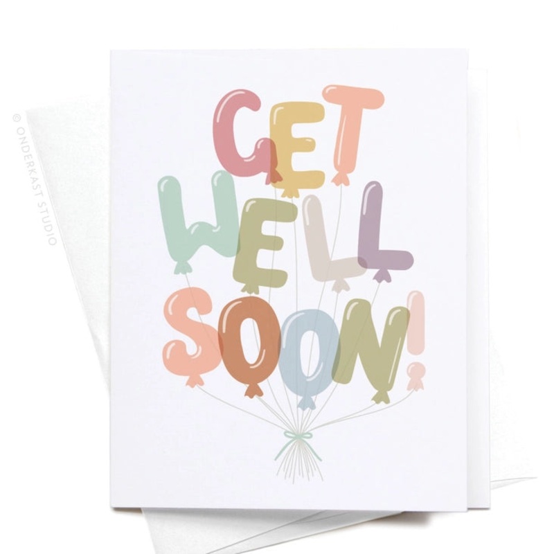 GET WELL SOON BALLOONS GREETING CARD
