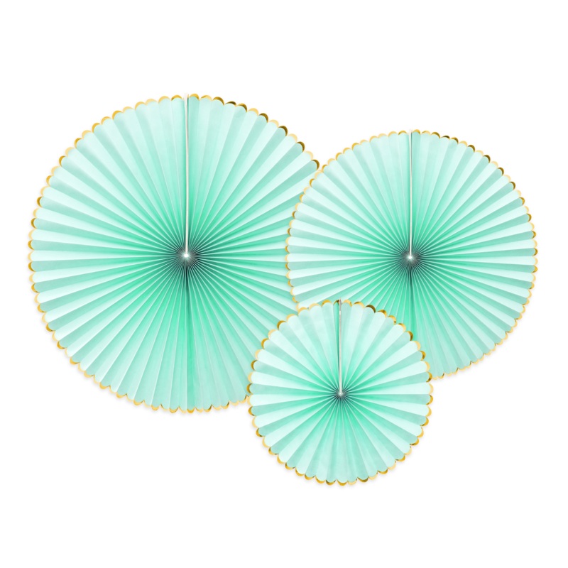 MINT GREEN PAPER PARTY FANS
