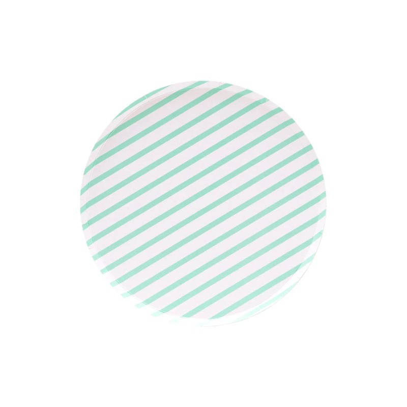 OH HAPPY DAY MINT STRIPED DESSERT PLATES