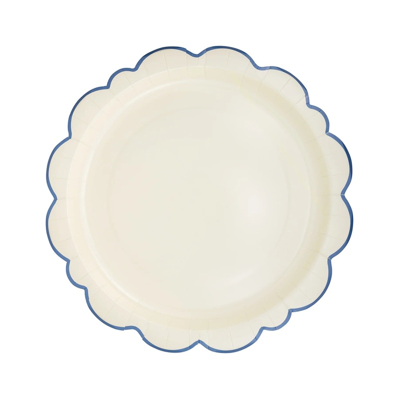 PEMBROKE BLUE EDGE SCALLOPED DINNER PLATES 12"