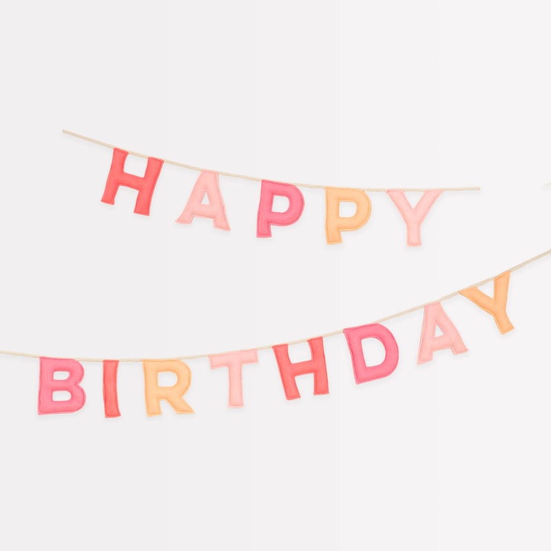 PINK HAPPY BIRTHDAY FELT BANNER BY MERI MERI