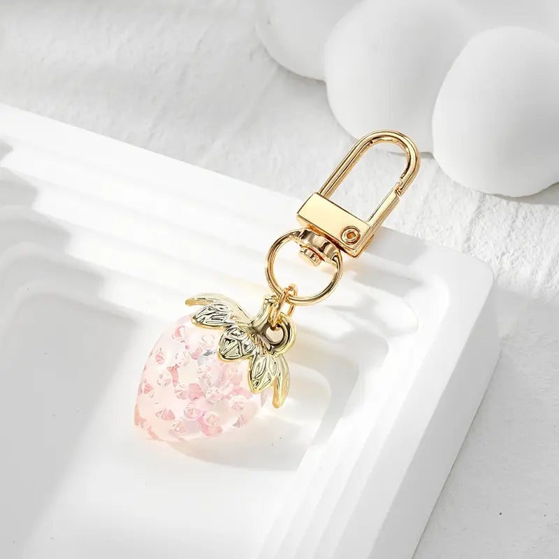 PINK STRAWBERRY KEYCHAIN