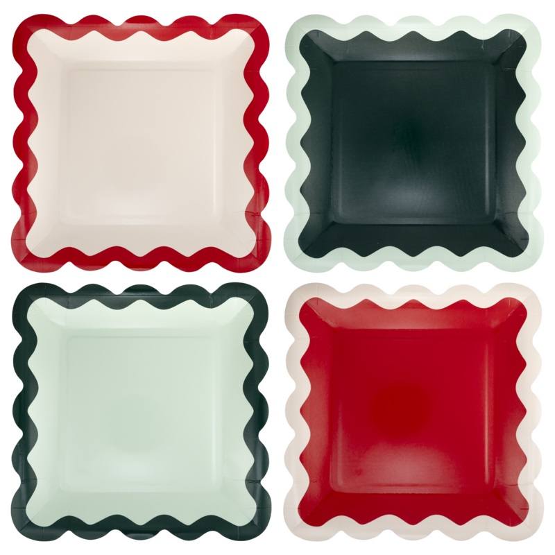 RED, PINK, GREEN + MINT RIC RAC PLATE SET