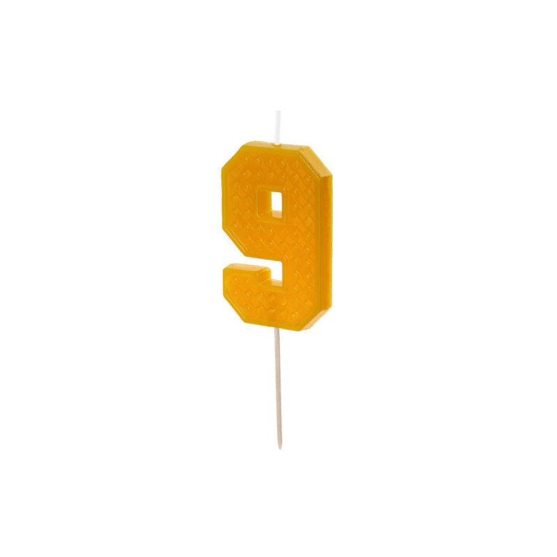 YELLOW BRICK PATTERN CANDLE NUMBER 9
