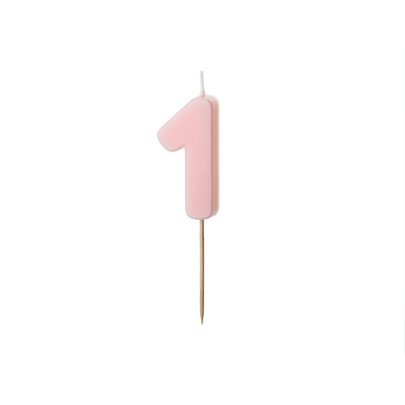 BABY PINK NUMBER 1 BIRTHDAY CANDLE