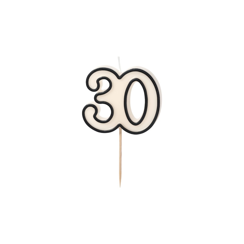 BLACK AND WHITE '30' BIRTHDAY CANDLE